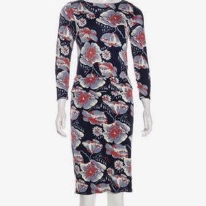 Tory Burch Blue Silk Midi Length Dress